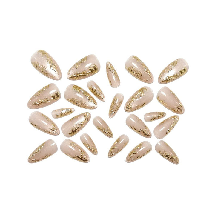 Exquisite artificial nails with golden decorations Kalsten