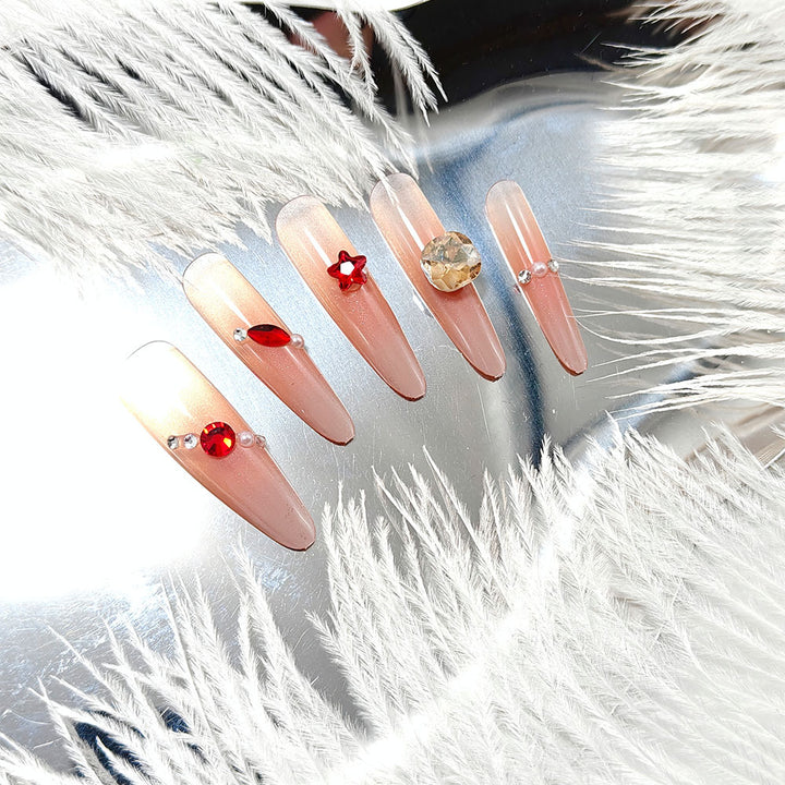 Sparkling artificial nails with decorative rhinestones Kalsten