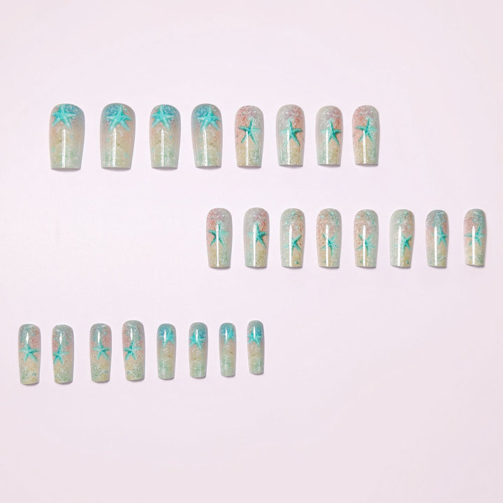Glittering artificial nails with maritime star motif Kalsten