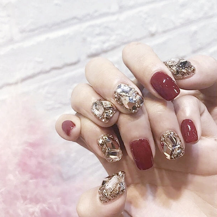 Glamorous Crystal-Embellished Press-On Nails