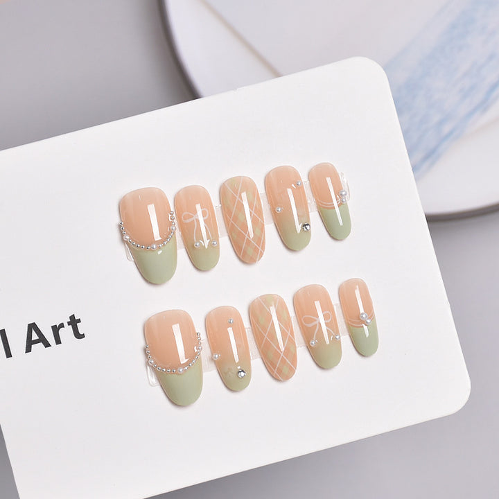 Artistic Press-On Nail Set with Decorative Patterns Kalsten