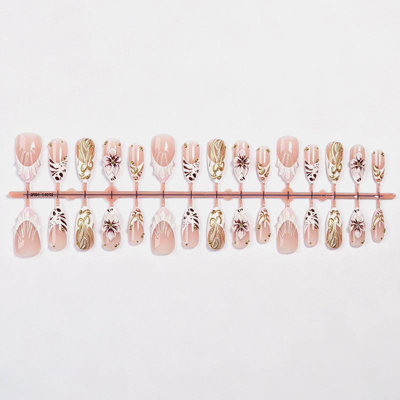 Elegant Floral Themed Press-On Nail Art Kalsten