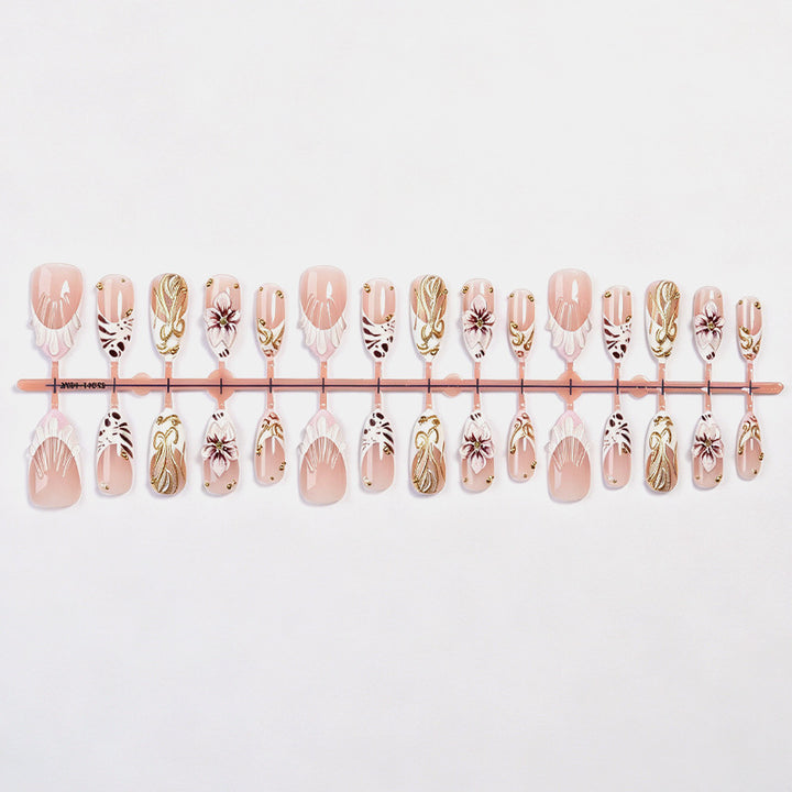 Elegant Floral Themed Press-On Nail Art Kalsten