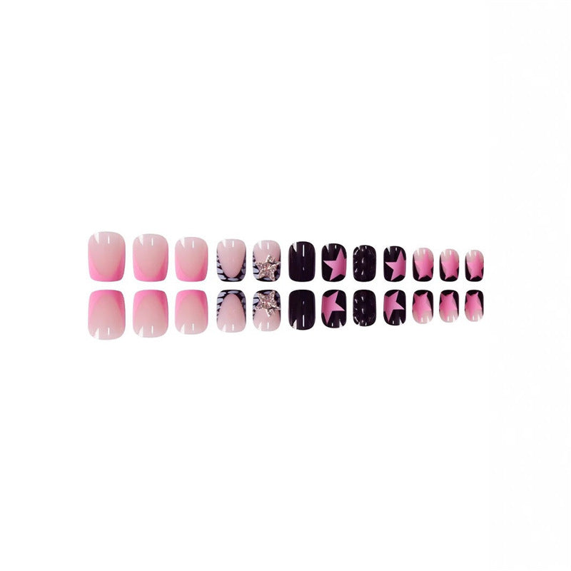 Artistic Press-On Nail Set with Star and Gem Accents Kalsten
