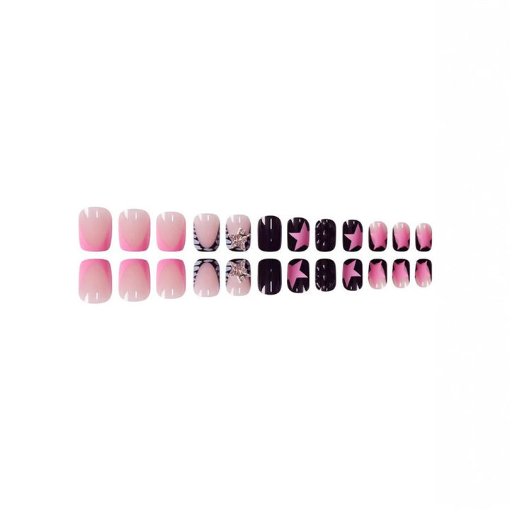 Artistic Press-On Nail Set with Star and Gem Accents Kalsten