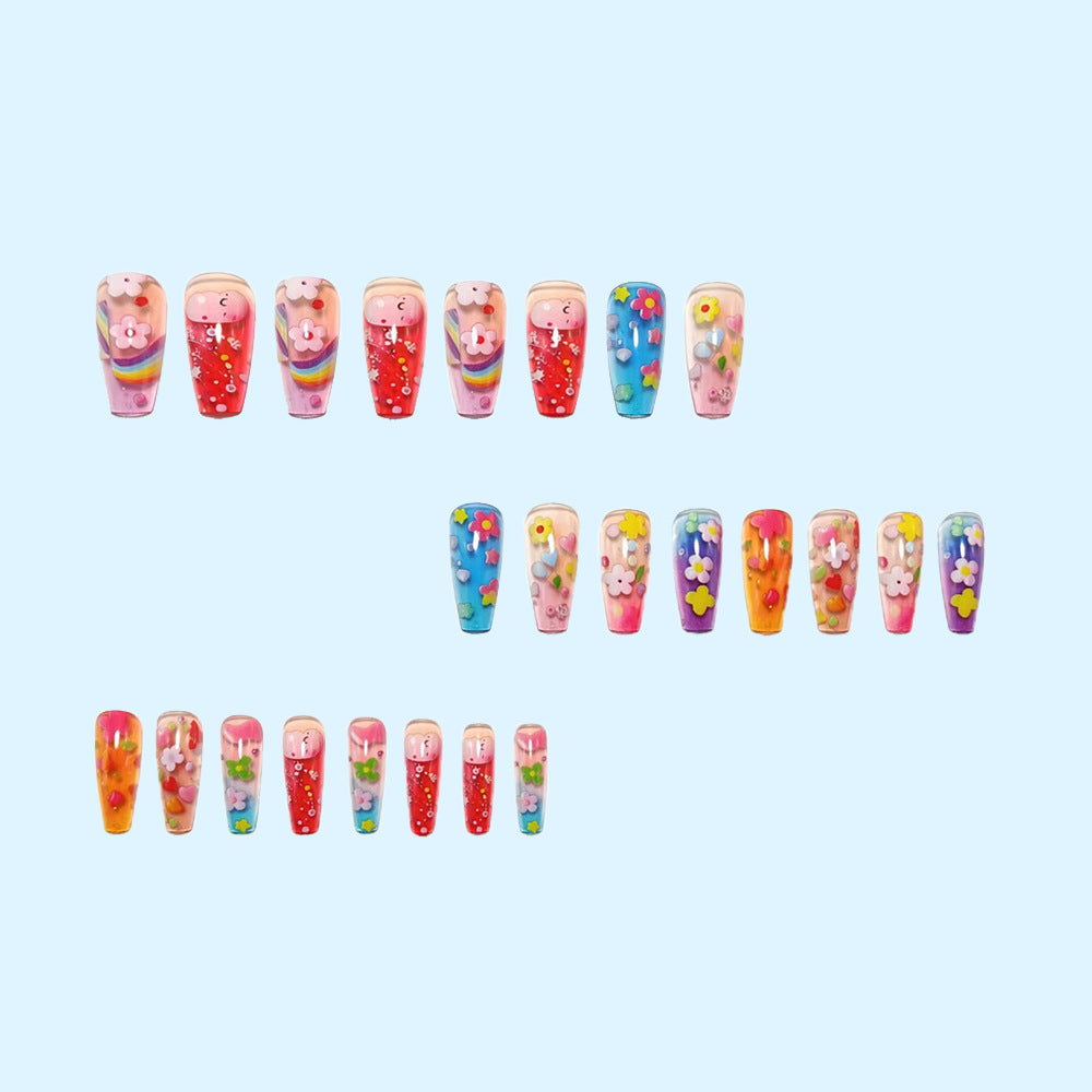 Creative Art Nails with Colorful Flower Design Kalsten