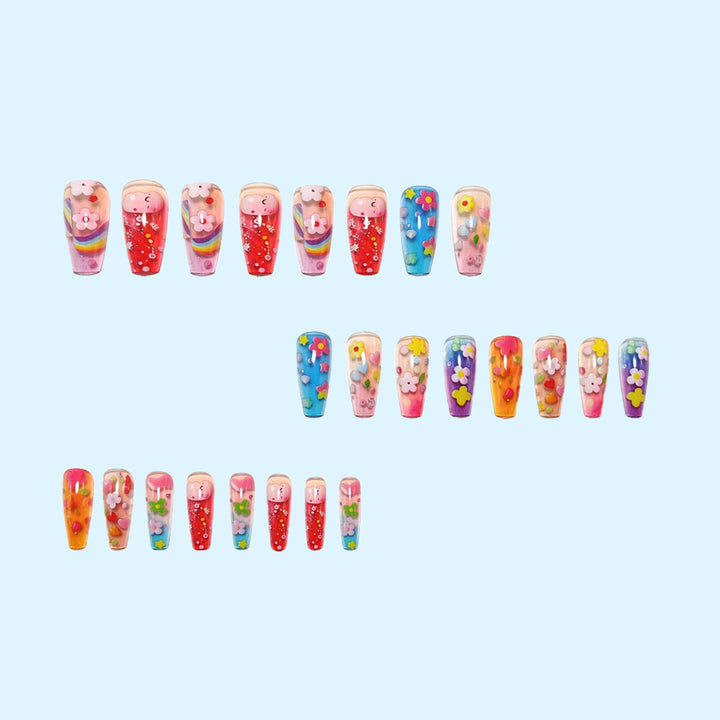 Creative Art Nails with Colorful Flower Design Kalsten