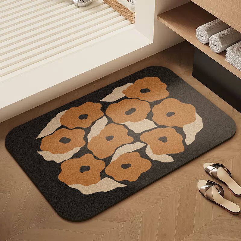 Floral Patterned Soft Bath Mat