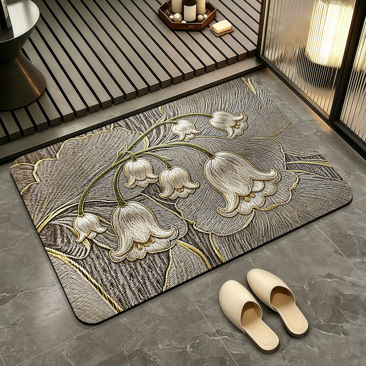 Elegant Floral Patterned Bath Mat Kalsten