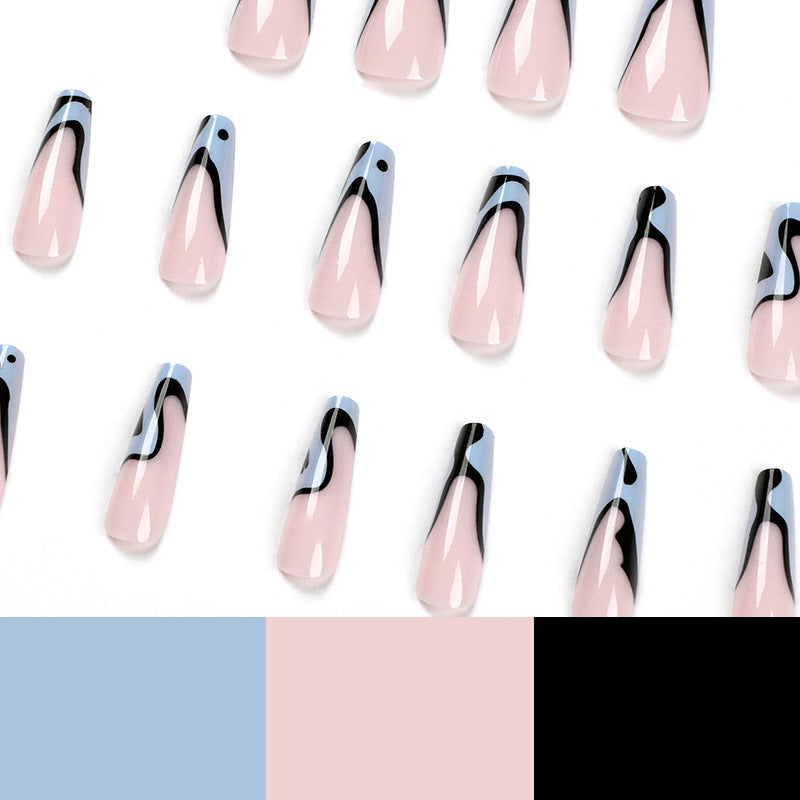 Artful Nail Extensions with Abstract Wave Pattern Kalsten