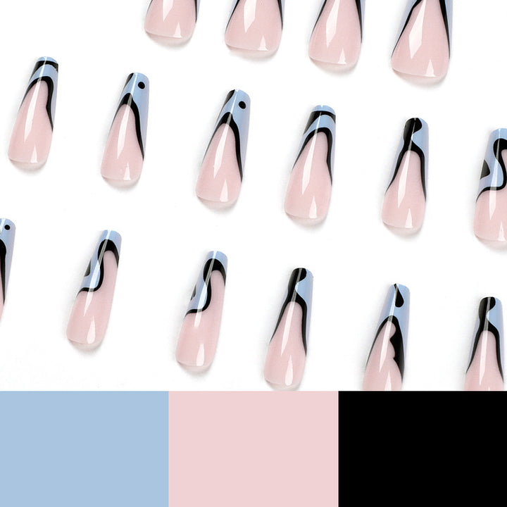 Artful Nail Extensions with Abstract Wave Pattern Kalsten