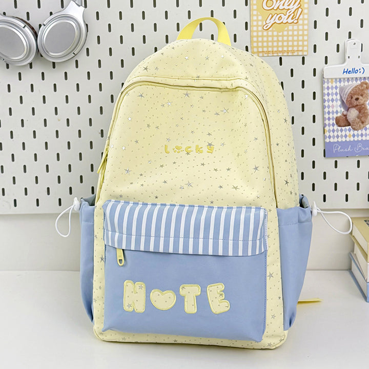 Cute Illustrated Star-Embellished Backpack Kalsten