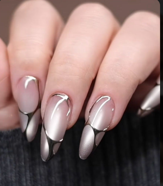 Premium Stiletto Nail Art Set with Chrome Accents Kalsten