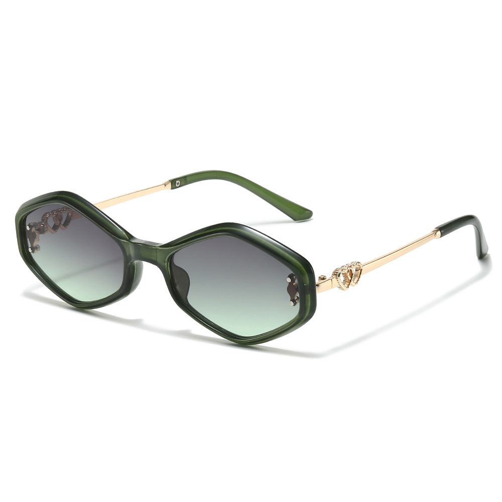 Geometric Frame Sunglasses with Rhinestone Accents Kalsten