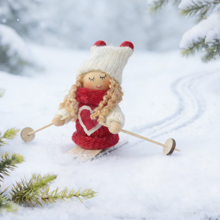Decorative Santa Claus figure in ski style