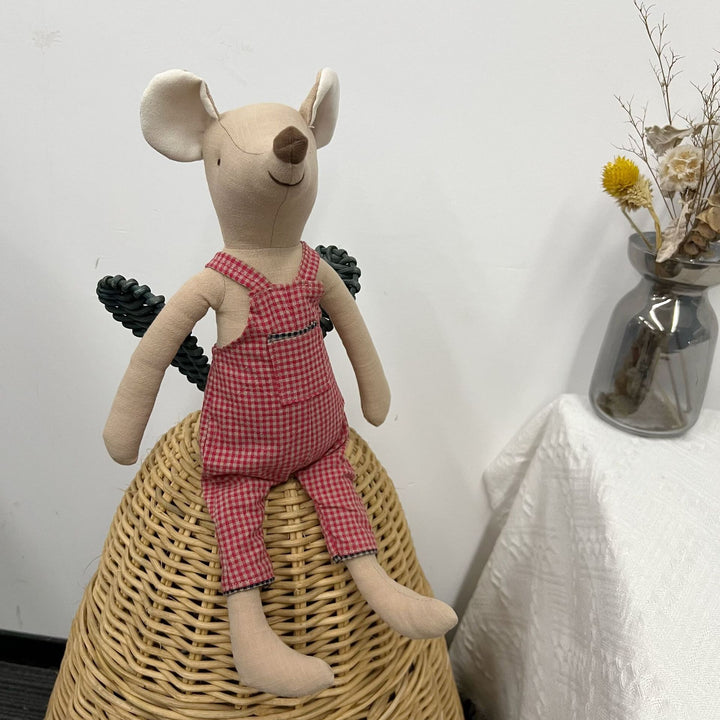 Handcrafted Cotton Mouse Doll with Crochet Floral Dress