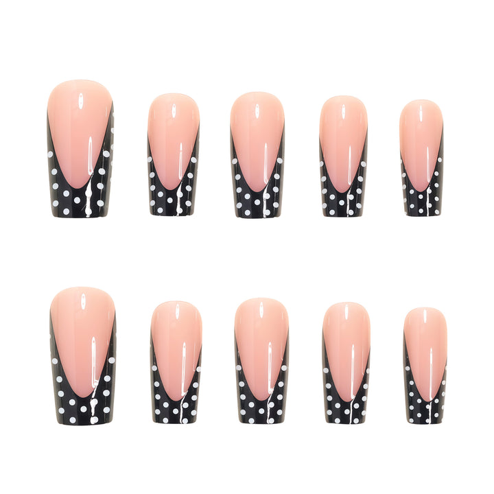 Elegant Polka Dot French Tip Press-On Nails Kalsten