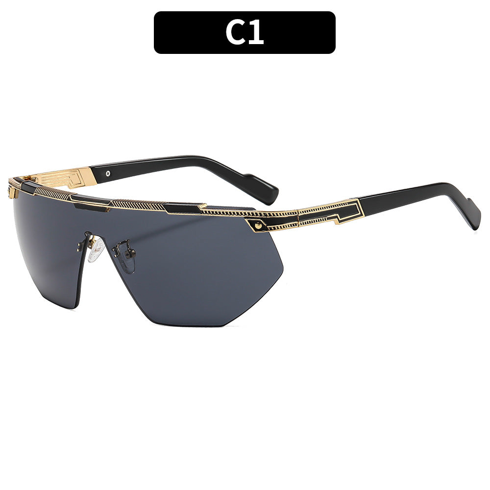 Fashionable Shield Sunglasses with Luxe Metal Accents