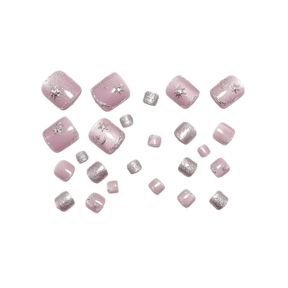 Nail art set with silver star and glitter accents Kalsten