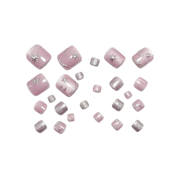 Nail art set with silver star and glitter accents Kalsten