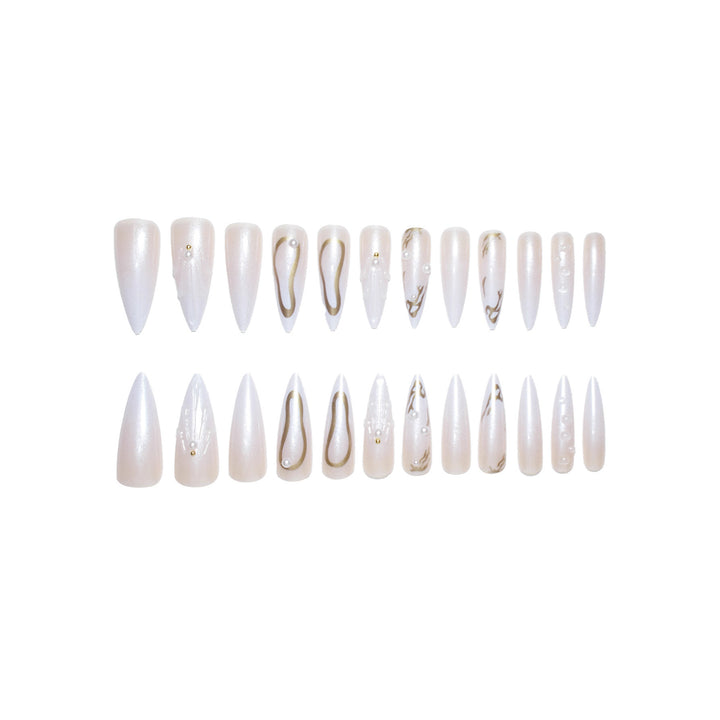 Artistic Press-On Nail Designs with Pearl Accents Kalsten