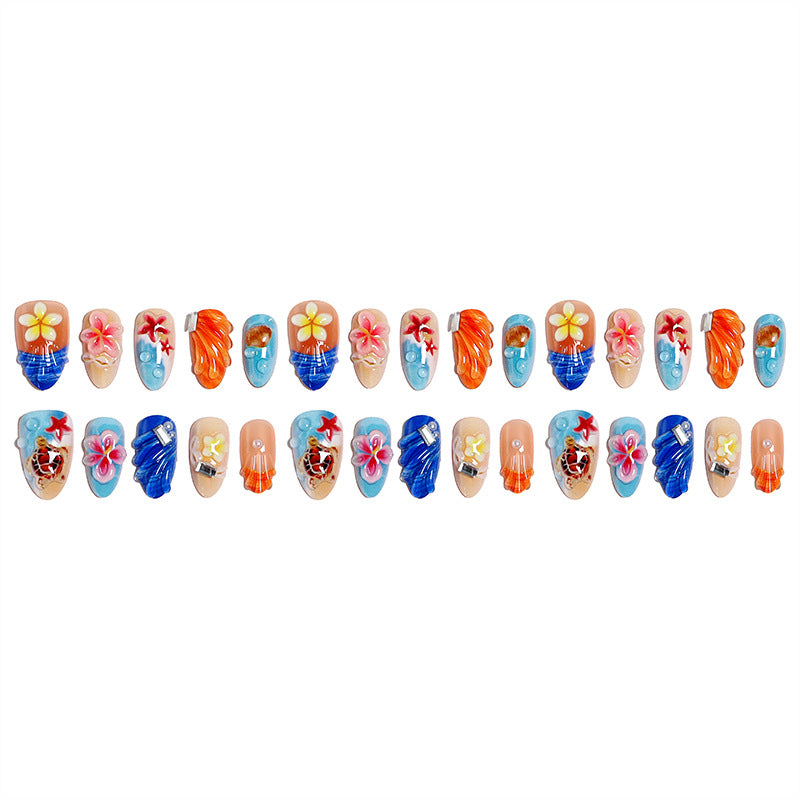 Artificial nails in maritime design with 3D embellishments Kalsten
