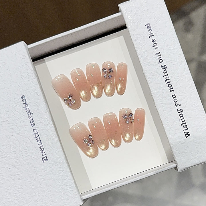 Elegant artificial nails with glitter and floral design Kalsten