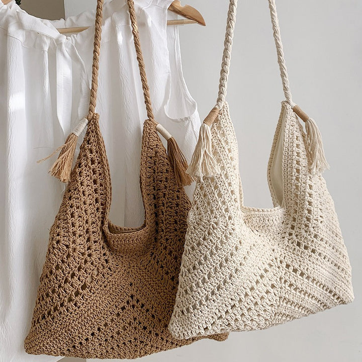 Hand-knotted beach bag with tassels Kalsten