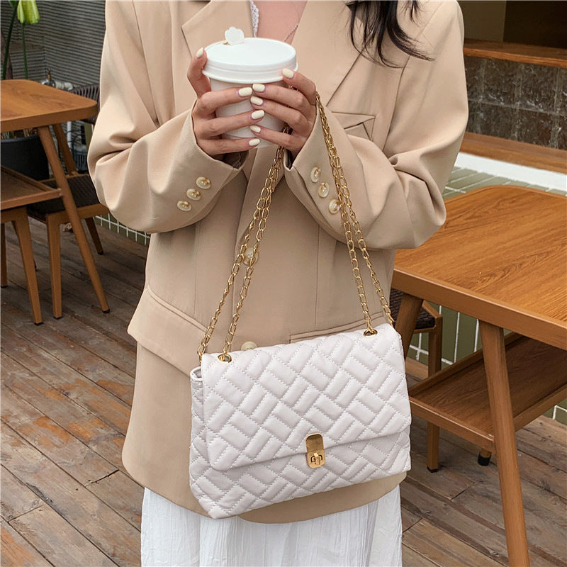 Quilted Chain-Handled Evening Handbag