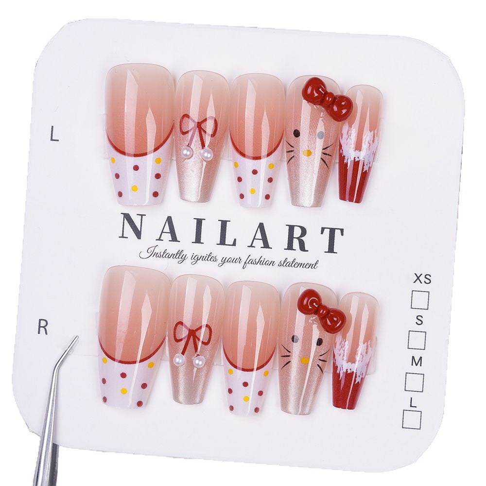 Glamorous artificial nails with playful 3D designs Kalsten