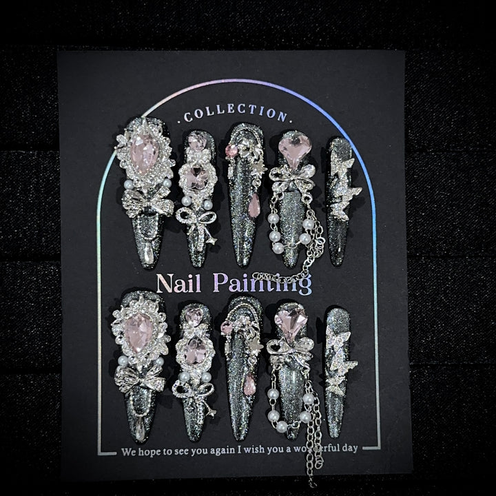 Glamorous Bejeweled Press-On Nail Set