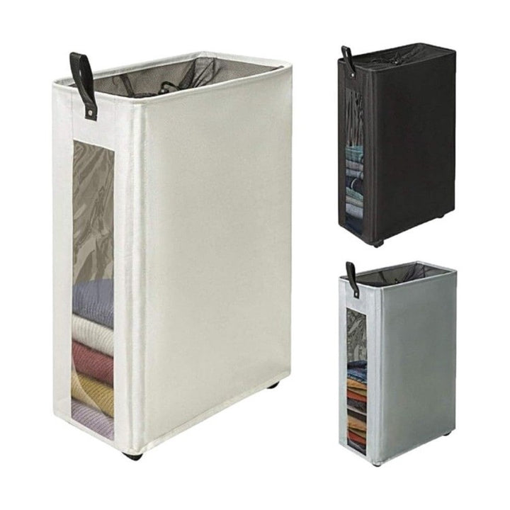 Modern laundry basket with wheels and viewing window Kalsten