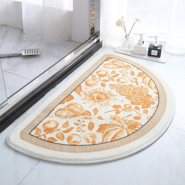 Flower Print Half Moon Bath Mat