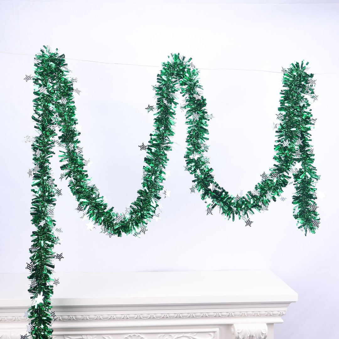 Glittering Christmas garland with snowflake motifs