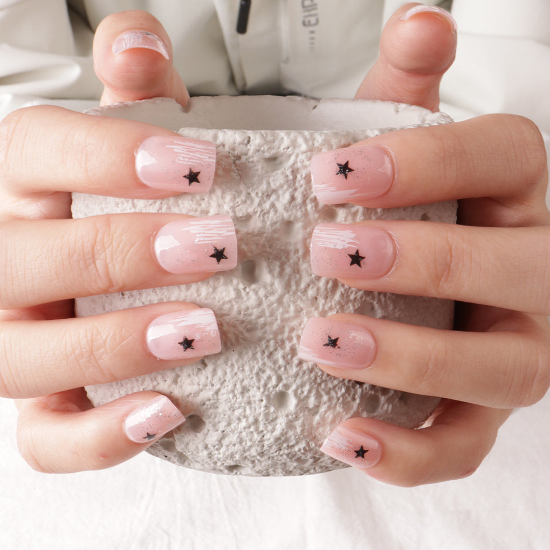 Artistic Star-Embellished Press-On Nails Kalsten