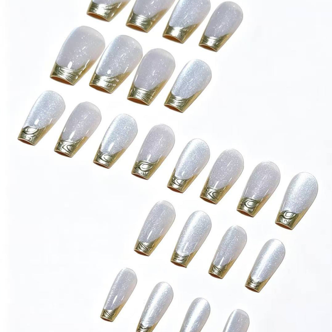 Elegant French Tip Press-On Nail Set Kalsten 1787380647
