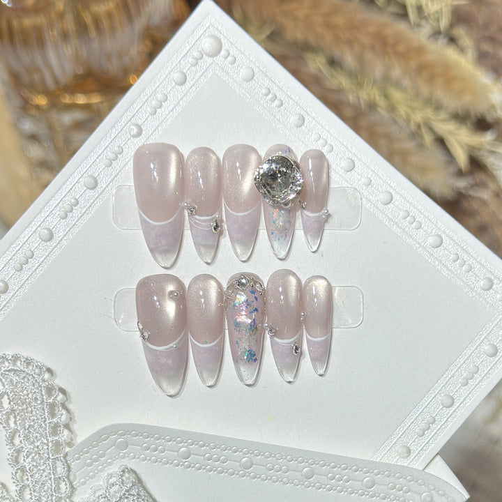 Glamorous Stiletto Press-On Nail Set with Crystal Embellishments Kalsten