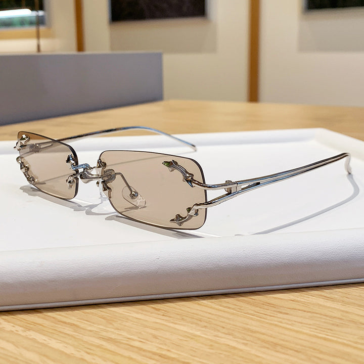 Women's fashionable sunglasses with delicate metal frame and transparent lenses Kalsten