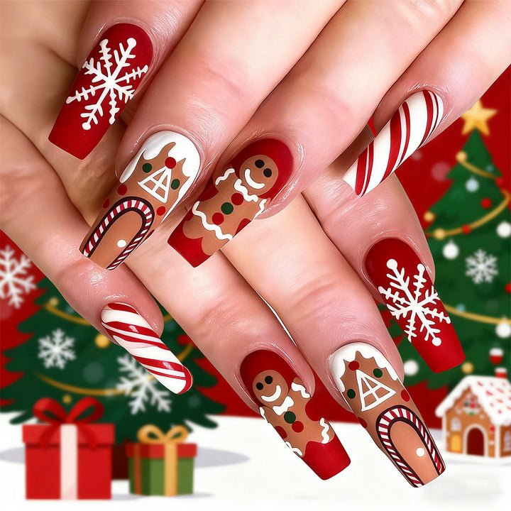 Festive artificial nails with Christmas design Kalsten