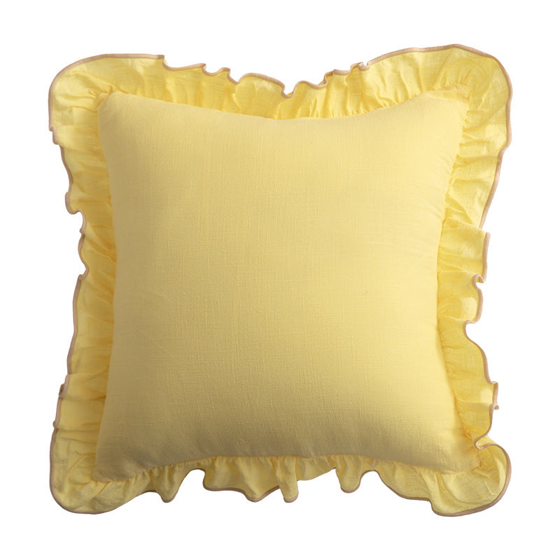 Decorative cushion with frill ruffle and linen texture Kalsten