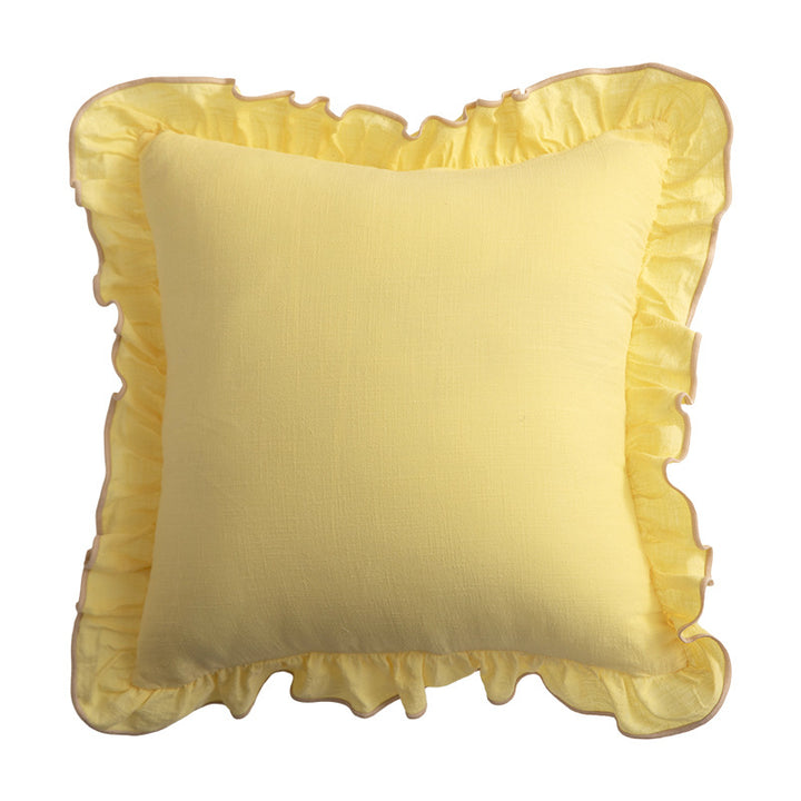 Decorative cushion with frill ruffle and linen texture Kalsten