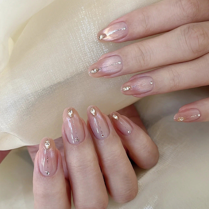 Elegant Press-On Nail Tips with Gold Accents Kalsten