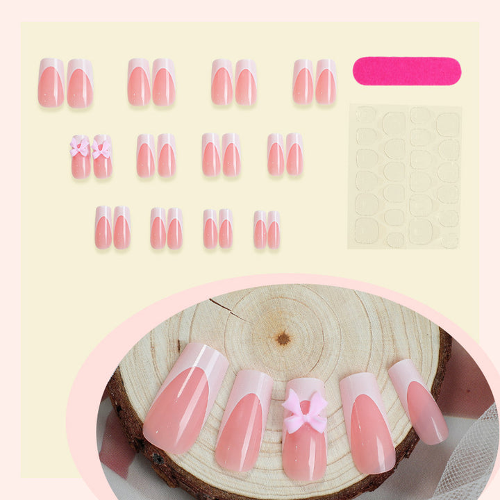 Decorative Press-On Nail Set with Elegant Bows kalsten