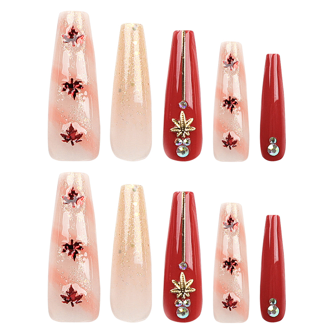 Artistic Nail Extensions with Autumn Motifs Kalsten