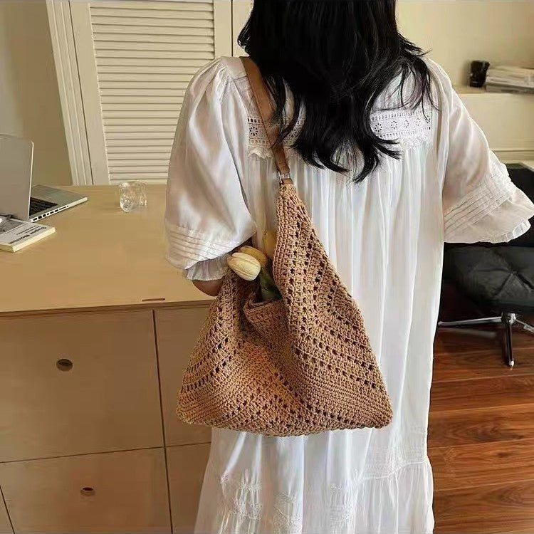 Handmade crochet bag with leather handles Kalsten