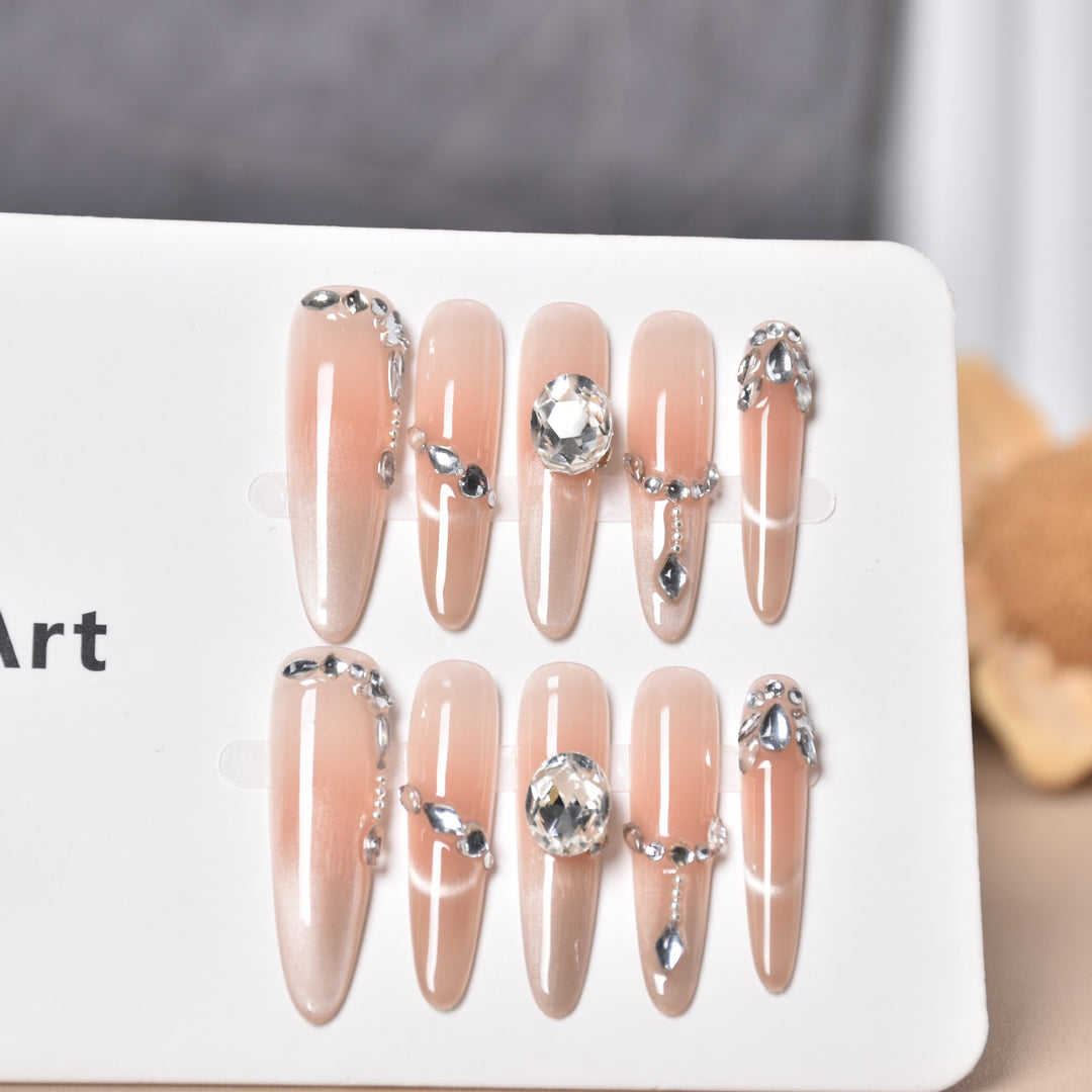 Decorative Press-On Nails with Gem Accents Kalsten