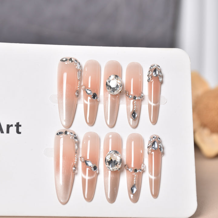 Decorative Press-On Nails with Gem Accents Kalsten