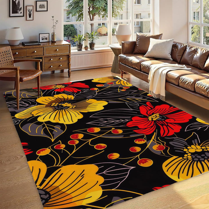 Abstract Leaf Print Area Rug