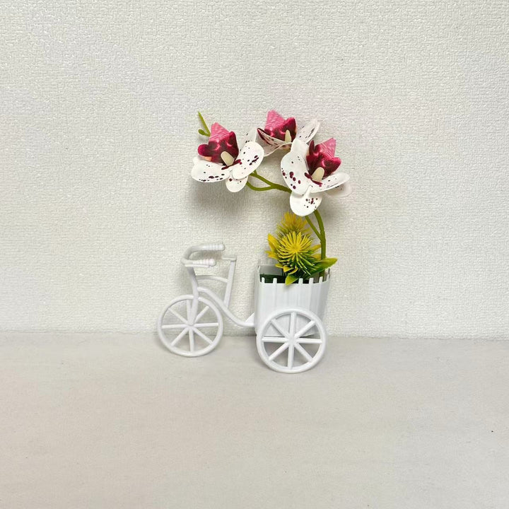 Decorative Bicycle Planter with Faux Orchid Arrangement for Decor