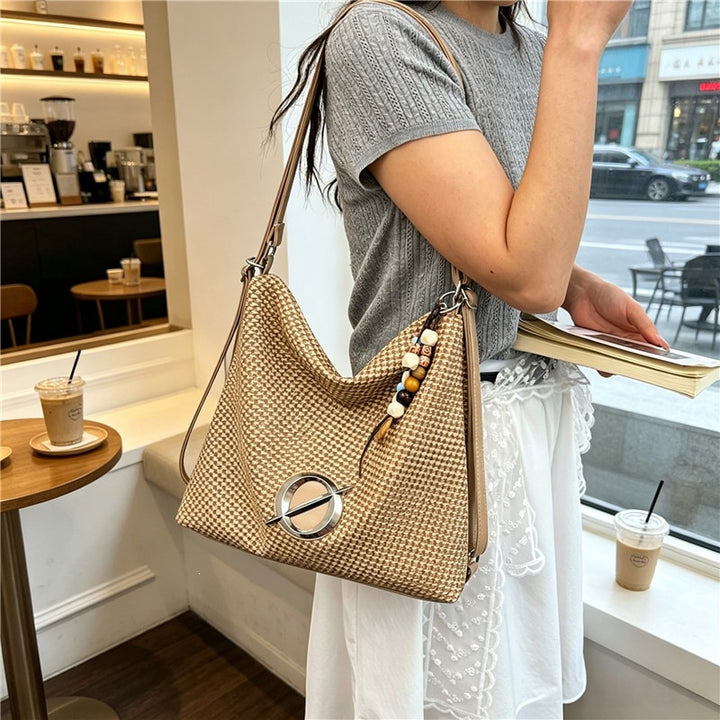 Textured Houndstooth Shoulder Bag